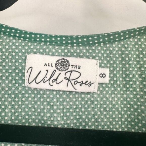 All the Wild Roses Women's Polka Dot Boho Tiered Breezy‎ Midi Dress Green Size 8 - Picture 4 of 15